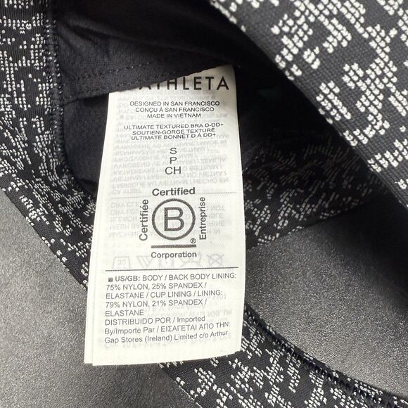 Athleta Black Medium impact Ultimate Textured Sports Bra Womens Size Small NEW - Picture 3 of 6